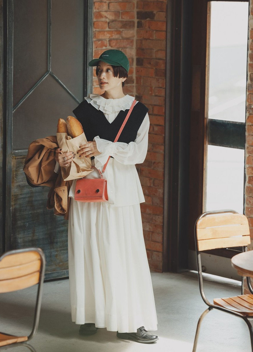 雙層抓褶蛋糕長裙